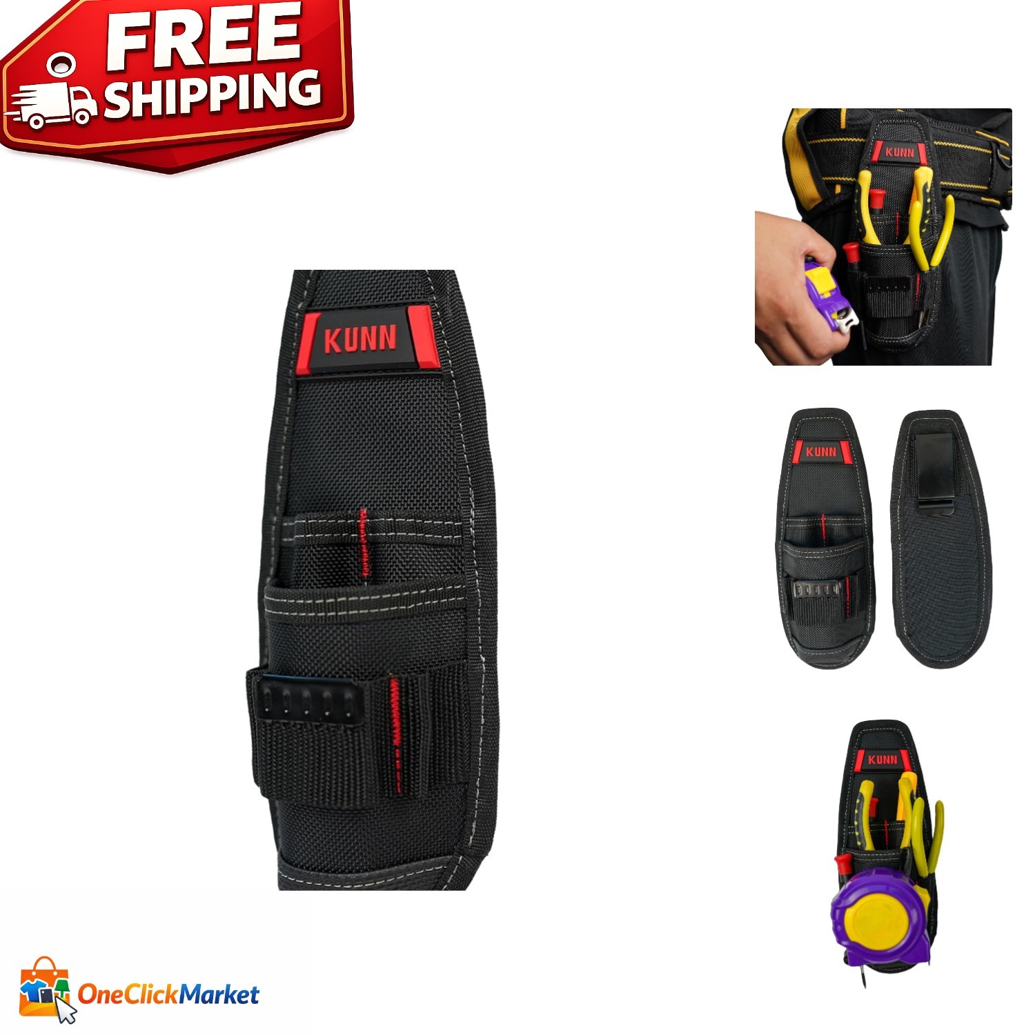 Compact Electrician’s Tool Holder – Water-Resistant Nylon Pouch with 6 Pockets