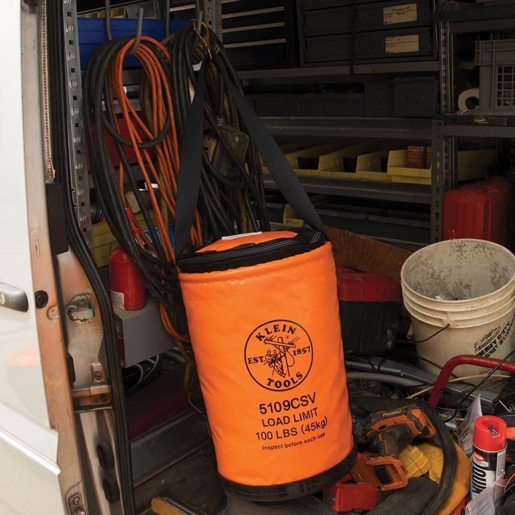 5109CSV Tool Bucket, Top Closing Vinyl Lineman Bucket with Swivel Snap and We…