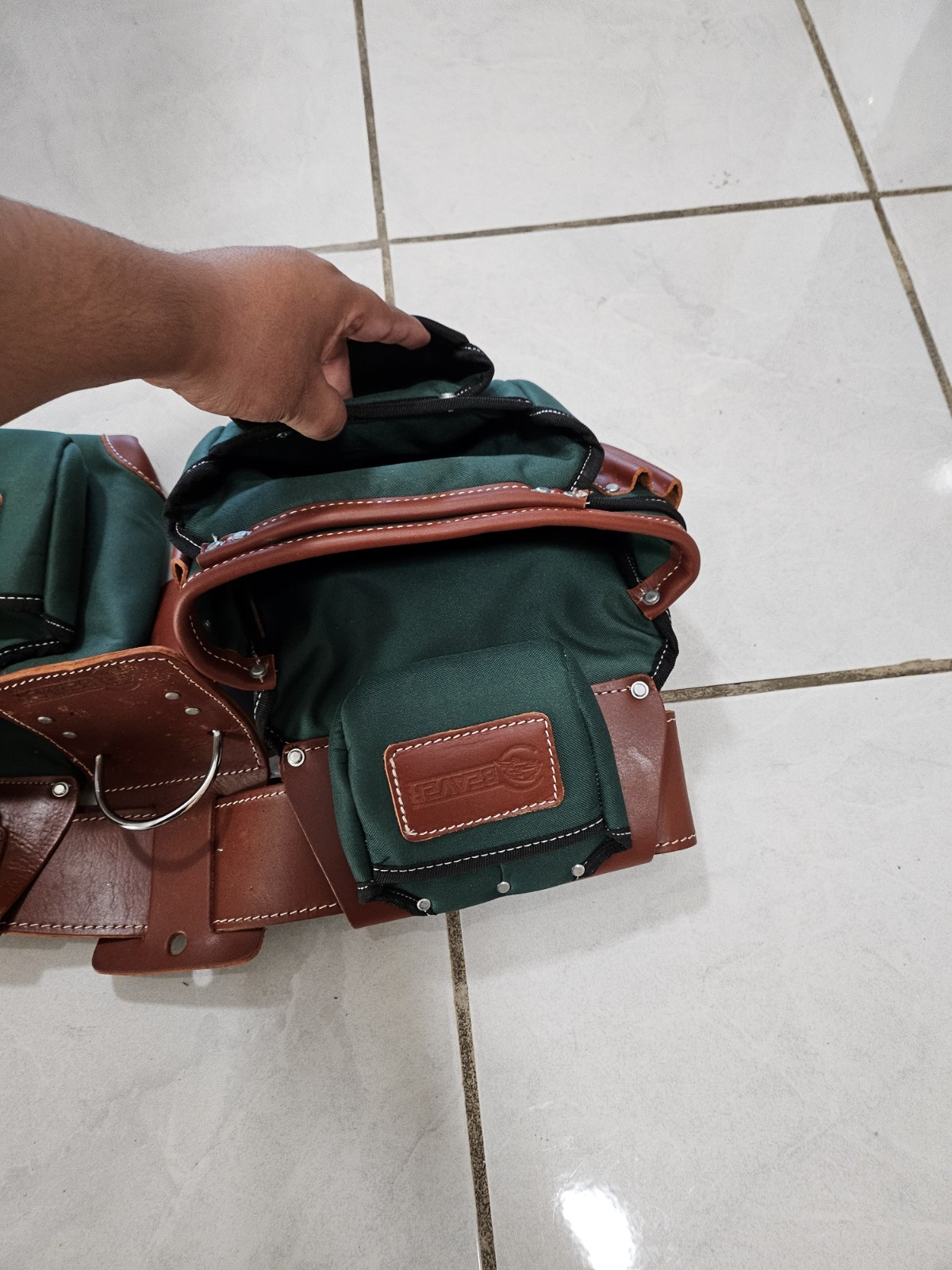 New leather and nylon construction bags