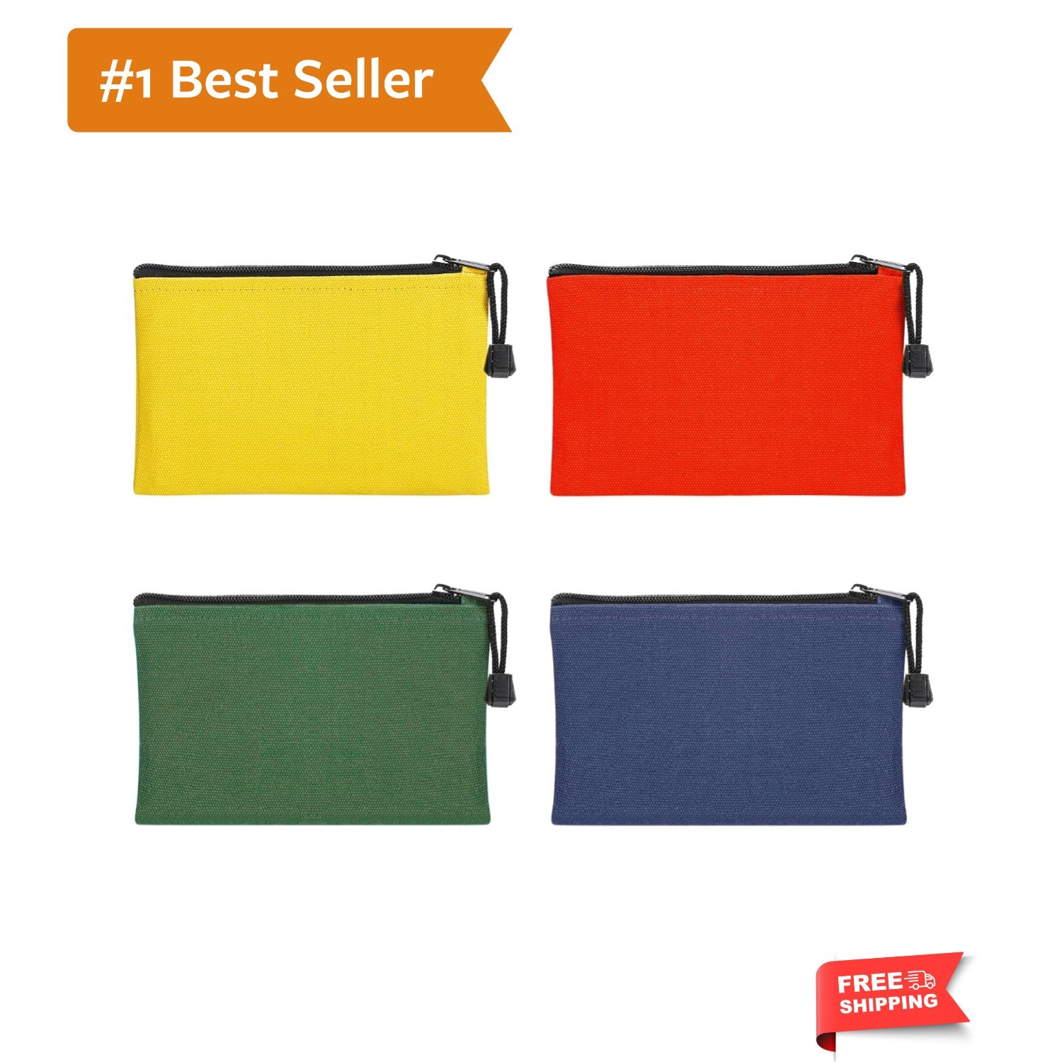 7”x4.7” Canvas Tool Bags Pouches – 4 Pack Heavy Duty Zipper Pouch Set, Mult…