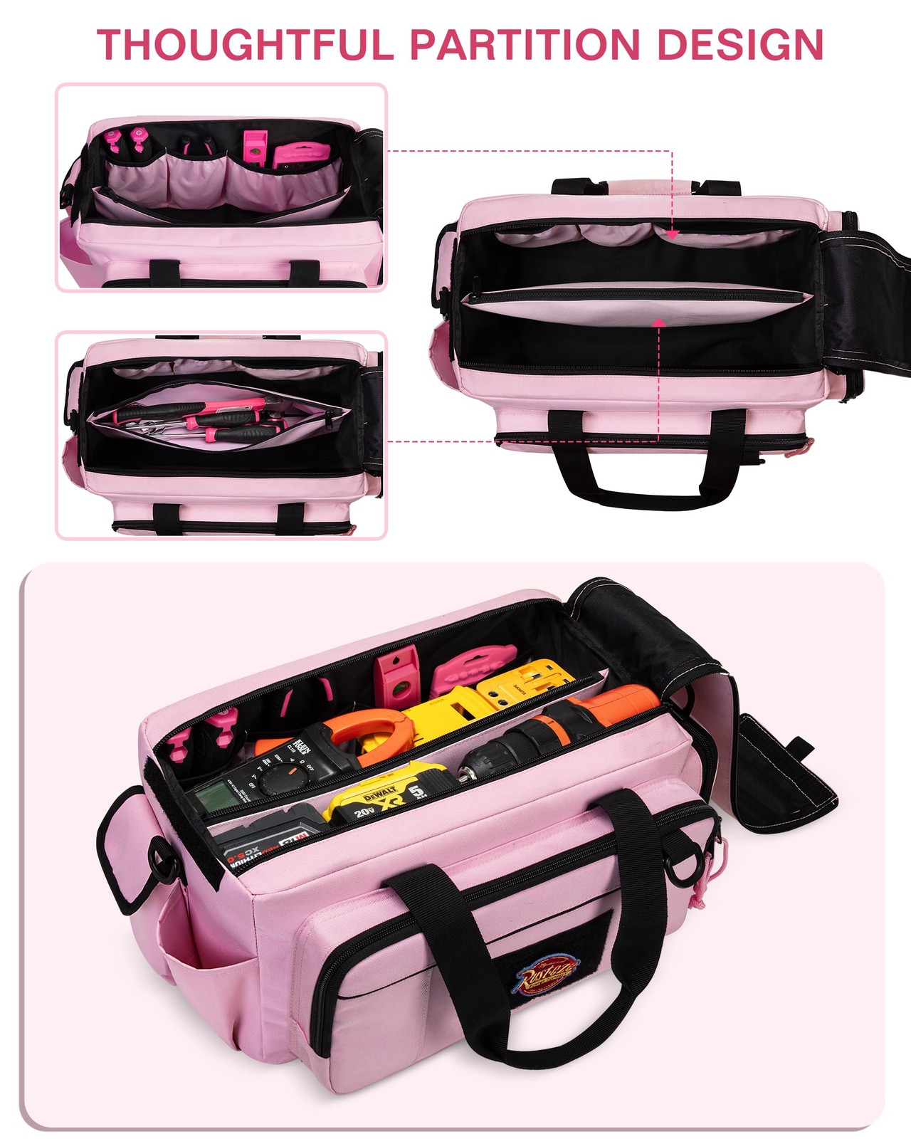 Tactical Tool Bag for Women, 16 Inches Tool Storage Organizer Box with Wide M…