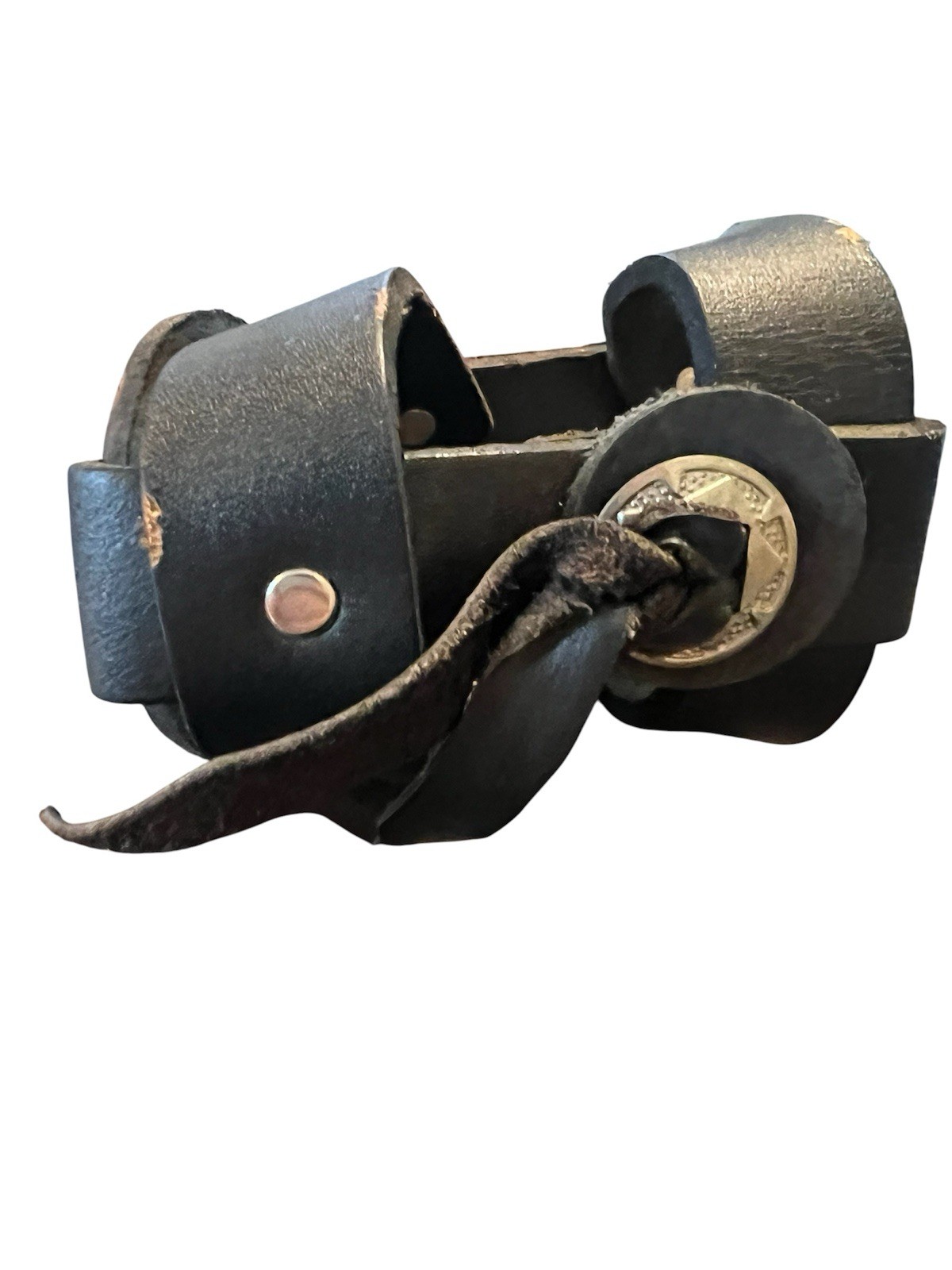 Leather Cup Holder Motorcycle Snap Buttons Black