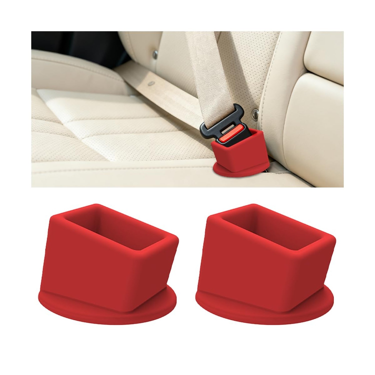 2PCS Car Seat Belt Buckle Holder, Silicone Vehicle Rear & Front Seatbelt Buck…