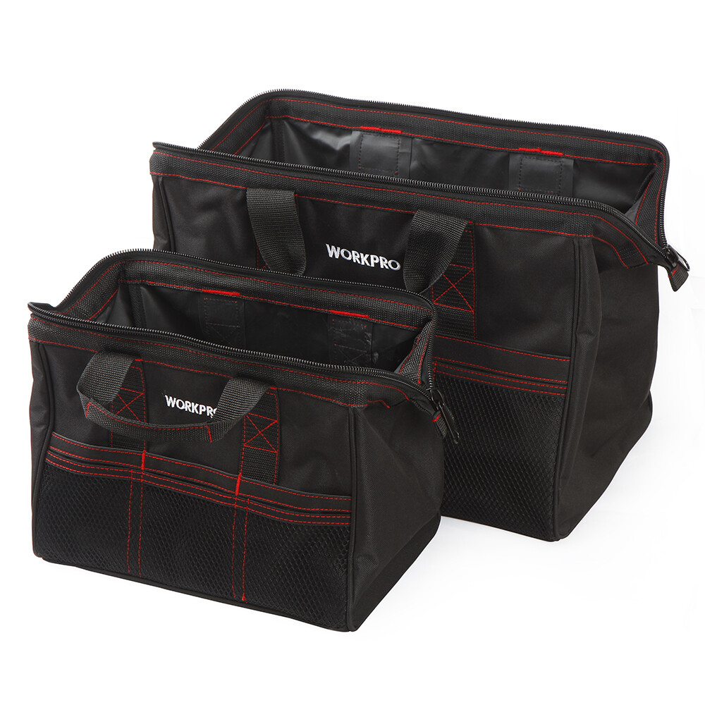 WORKPRO 2PC 13″ 18″ Tool Bag Case Heavy Duty Tote Storage Wide Mouth With Zipper