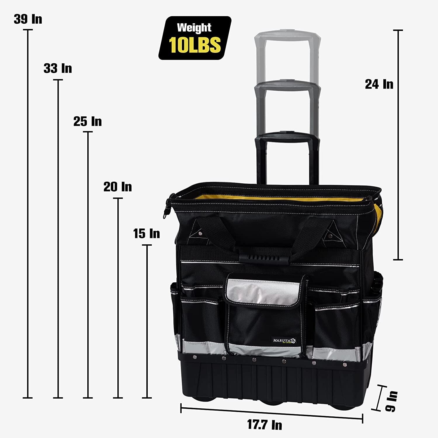 18” Rolling Tool Bag with Wheels Storage Organizer Rolling Tool Tote,