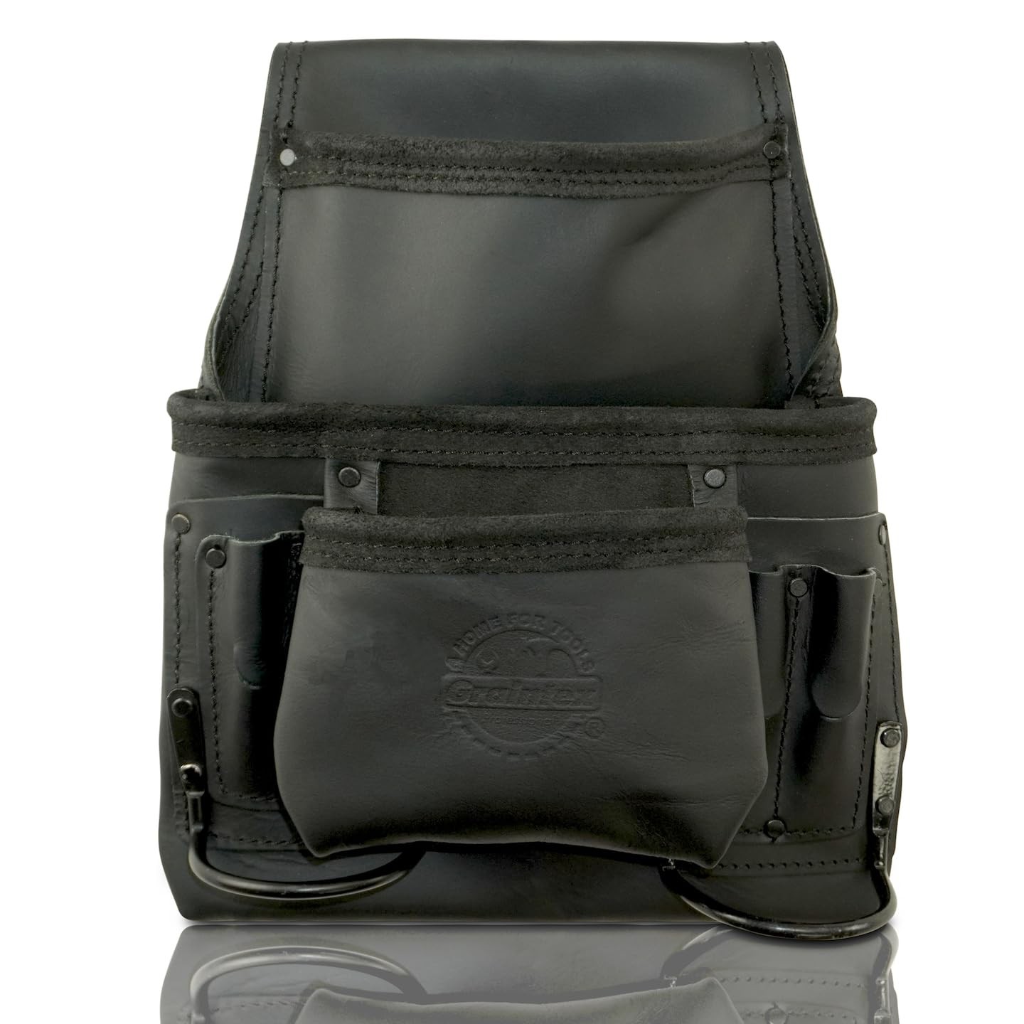 OS2265 9 Pocket Nail & Tool Pouch Black Color Top Grain Oil Tanned Leather fo…