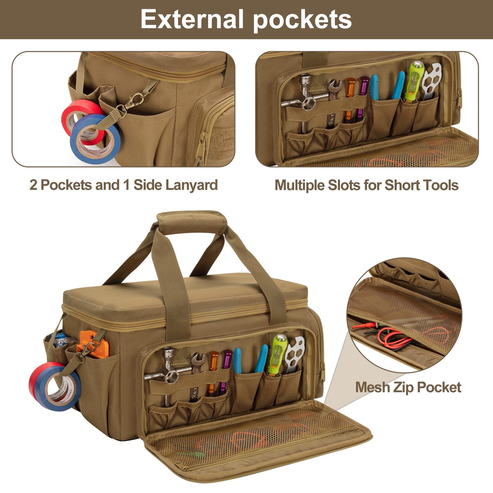 14-Inch Tool Bag with Anti-friction Bottom, Hand Tool Storage Organizer for M…