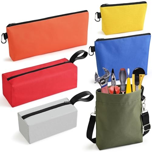 6 Pack Tool Pouch Zipper Bags – Large Multi-Size Organizer with Multicolor
