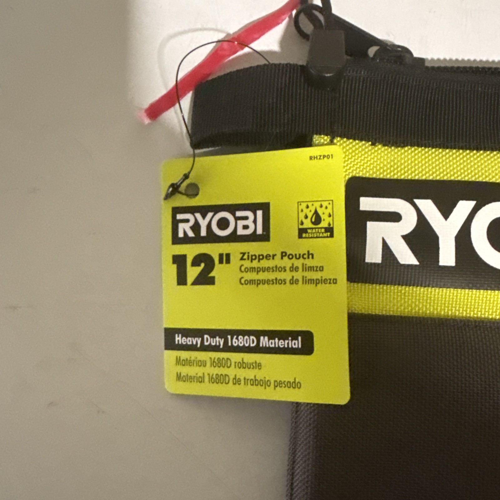 Ryobi Waterproof 12 In. Zipper Utility Pouch for Tools, Multi-Purpose Bag
