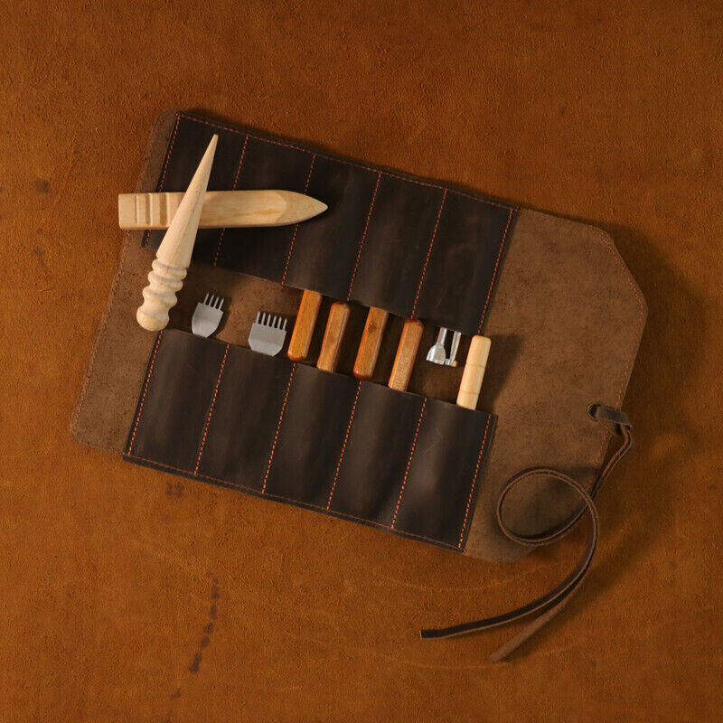 Leather Wood Carving Knives Roll Tools Organizer Knife Carrier Pouch-Xmas Gift