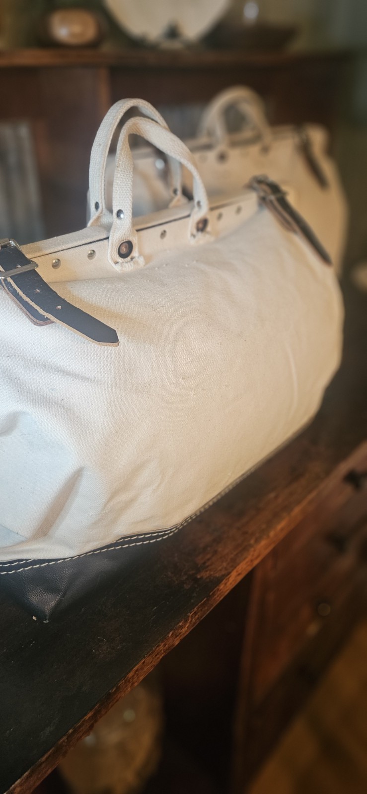 Vtg, Set/2 Huge Canvas LINEMAN UTILITY RIVETED TOOL BAGS, A TRUE FIND,Boat Totes