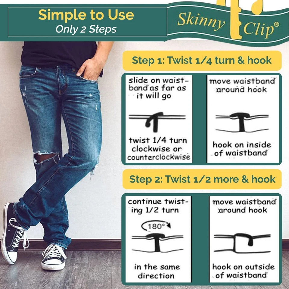 Skinny Clip Waistband Tightener – Replace One Size, Black, White, Khaki, Blue