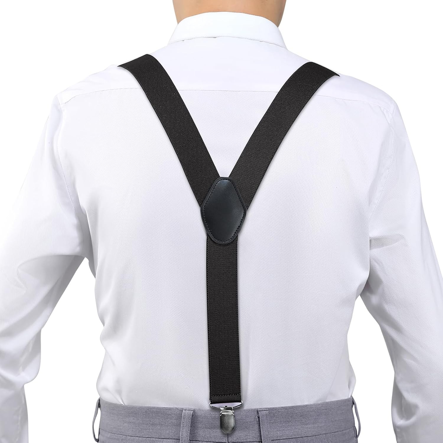 KOOELLE Suspenders for Men Heavy Duty Tuxedo Dress Pants 1.4 inch Solid Black