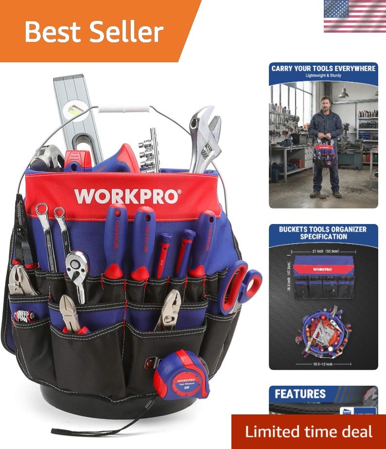 Durable 51-Pocket Tool Organizer for 3.5-5 Gallon Buckets – Waterproof Design