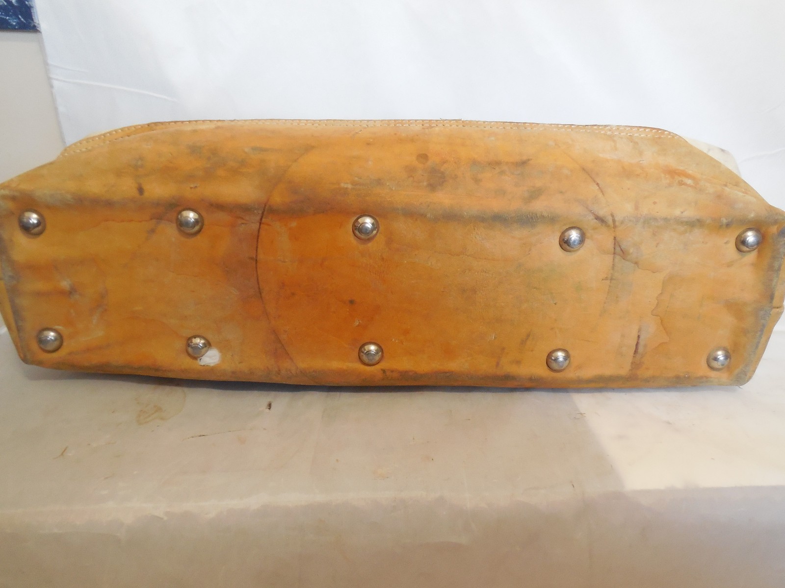 Vintage Canvas – Leather Wide Mouth Tool Bag Mason Carpenters bag 24″ X 12″ X 8″