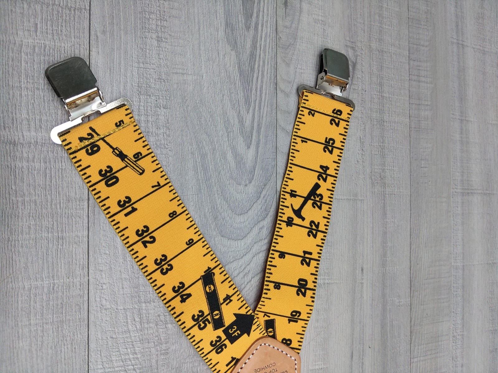 CLC Construction Suspenders Custom Leather Craft Heavy Duty Ruler Print 2” Wide