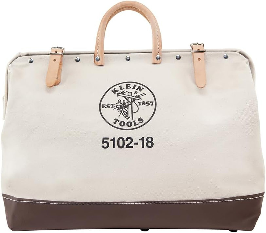 Klein Tools 5102-18 Heavy Duty Natural Canvas Tool Bag, Tool Tote, Multi-Purpose
