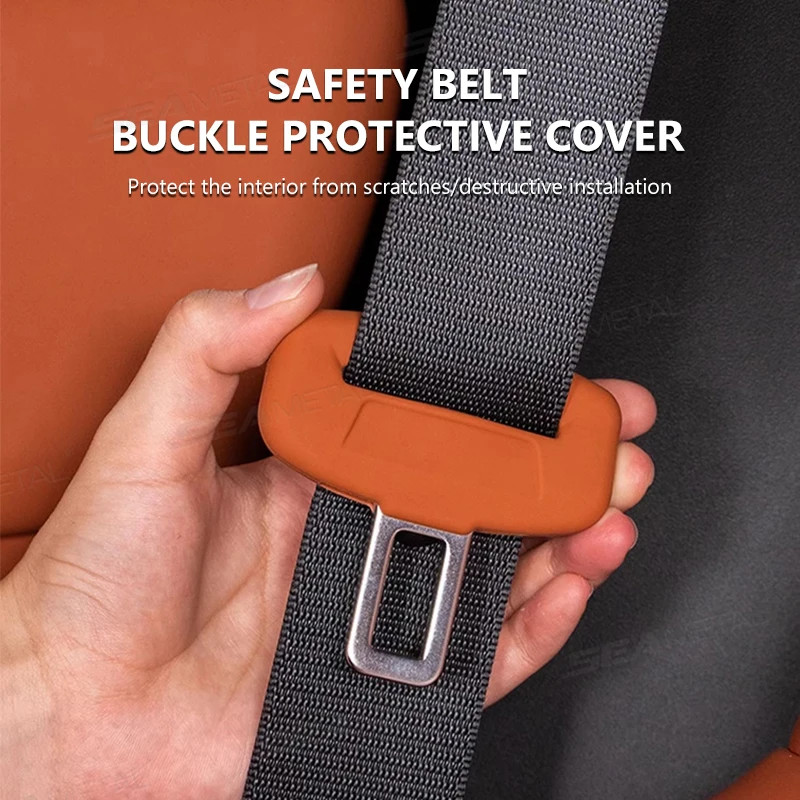 SEAMETAL Car Seat Belt Buckle Protector Cover 2Pcs Soft Silicone Anti-Collision