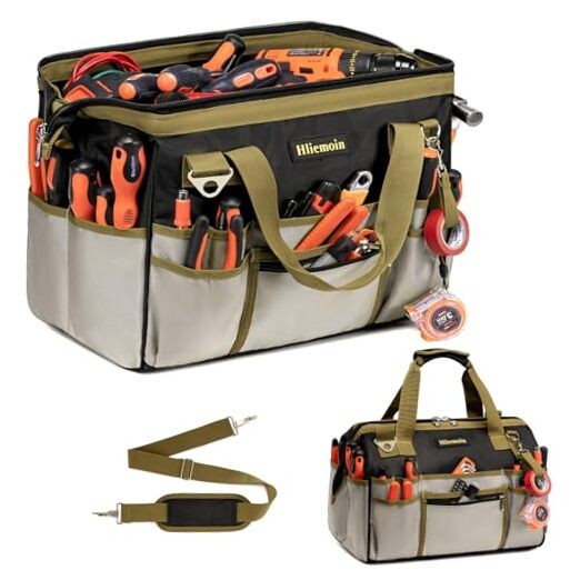 16.5-Inch Heavy Duty Tool Bags for Men, 32-Pocket Large Tool Organizer
