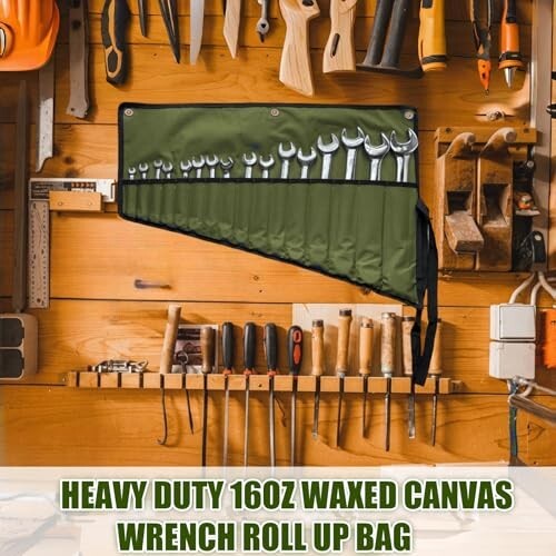 14/16 Pockets Wrench Roll Up Organizer, Wrench Bag and Tool Organizer Bag, Wren