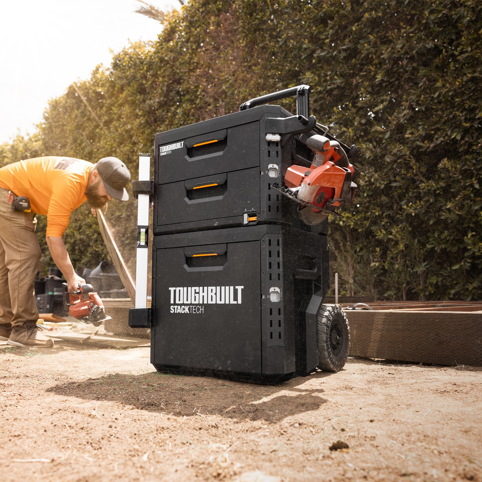 ToughBuilt StackTech 2-Drawer Locking Box, Plastic Storage Tool & Gear Organizer