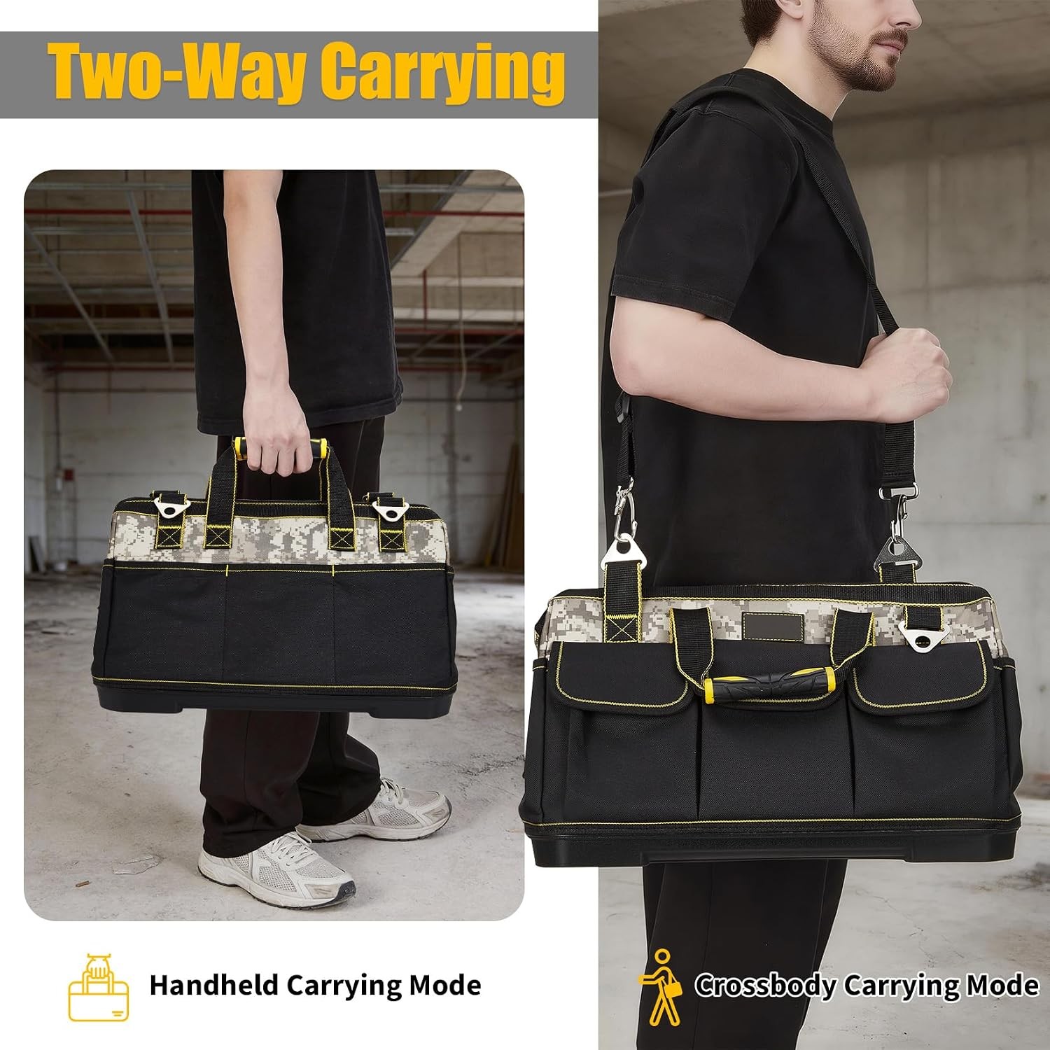 20Inch Heavy Duty Waterproof Tool Tote Wide Mouth Molded Base Shoulder Strap Bag