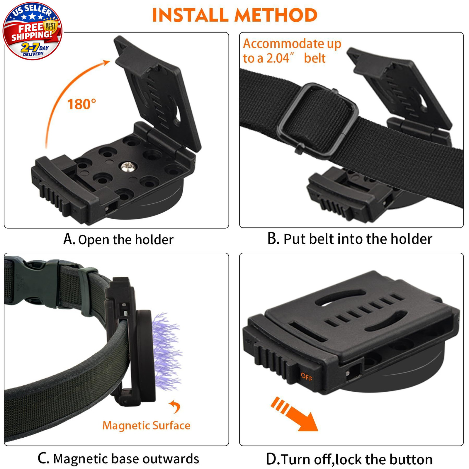 Tool Holster Belt Clip, Heavy-Duty Magnetic Tool Holder for Belt Clip, Anti-Slip