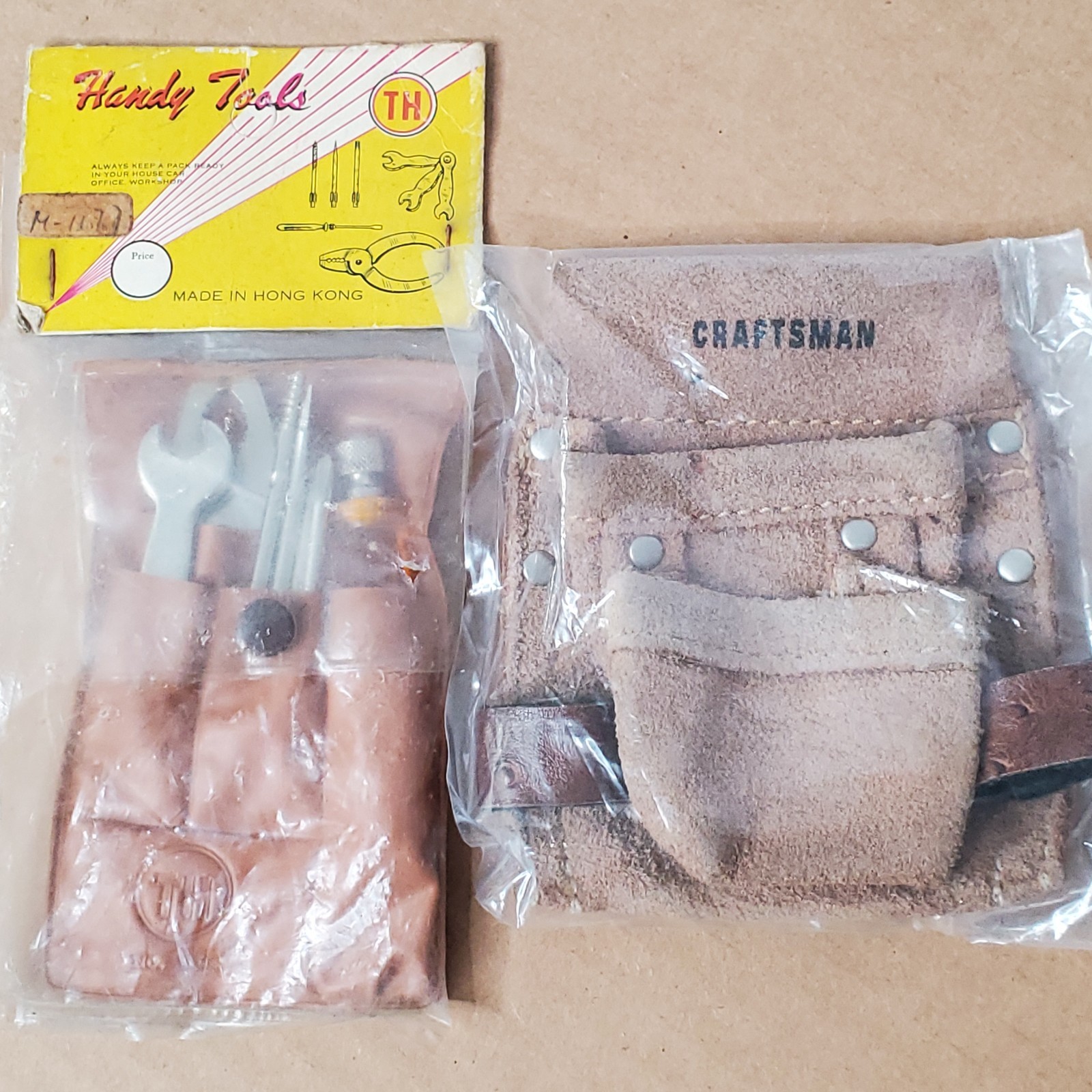 Mini Leather Craftsman Tool Pouch Bag 4.5″ x 3.3″ & Set Of Small Handy Tools