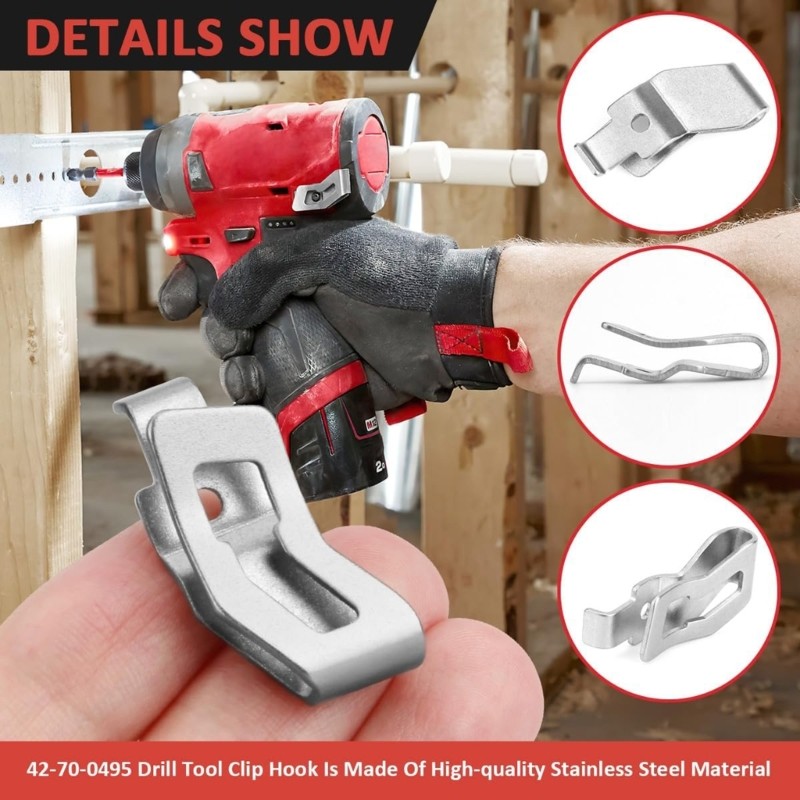 Belt Clip 42-70-0495 Drill Tool Clip Hook Kit with Screws for Drill Impact