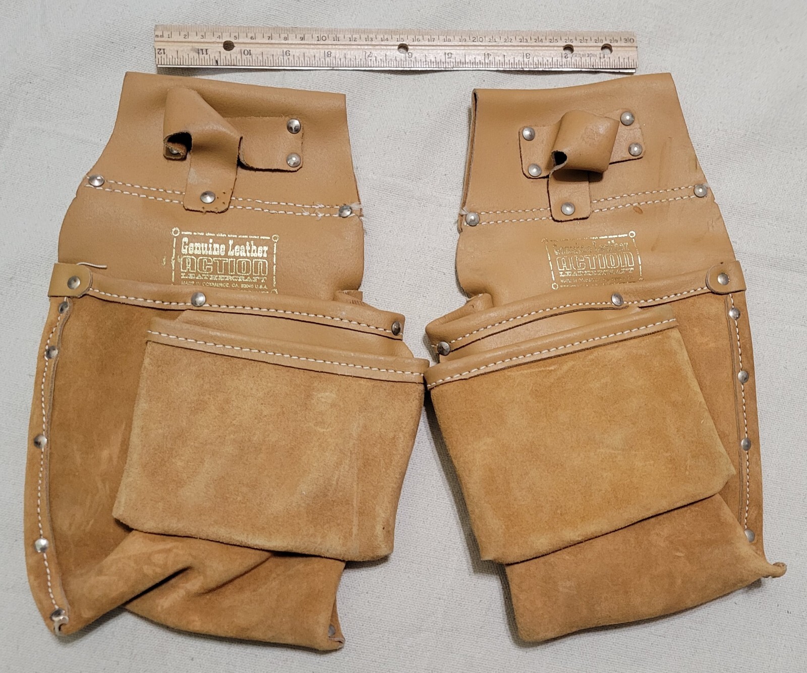 LOT of 2 ~ Vtg Leather Tool Holder Square Pockets Action Leathercraft USA LB-436