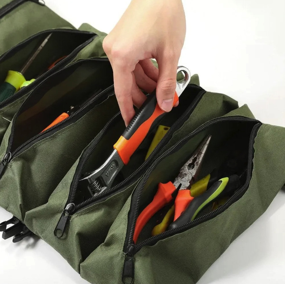 1pc Multi-Pocket Tool Roll Bag Portable Oxford Cloth Tool Organizer – NEW