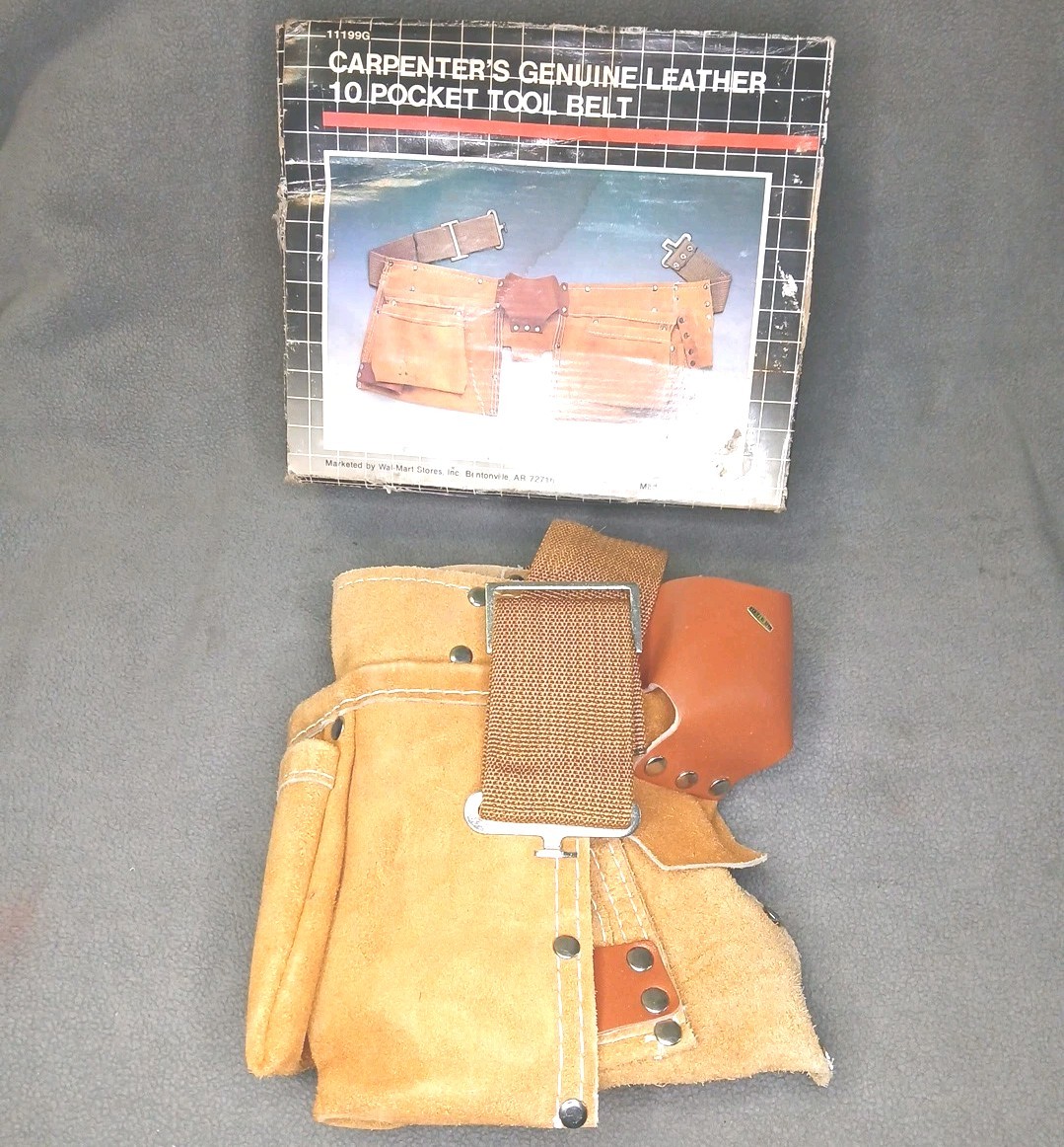 10 pocket Genuine Leather Tool Pouch w/Belt 11199G N.O.S. Vintage W/ Box