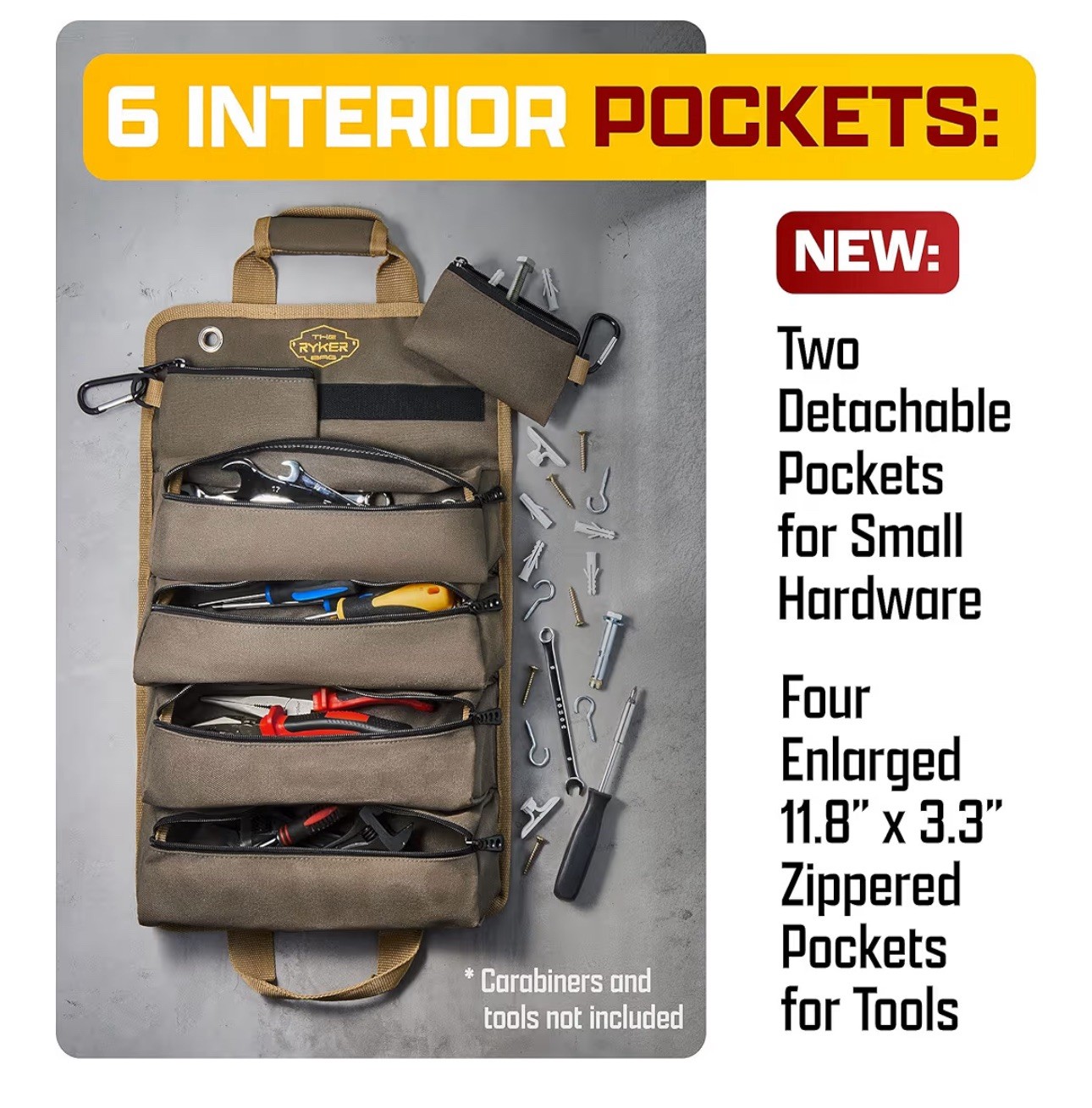 The Ryker Roll Up Tool Bag Organizer Gifts for Dad. Heavy Duty Motorcycle Tool