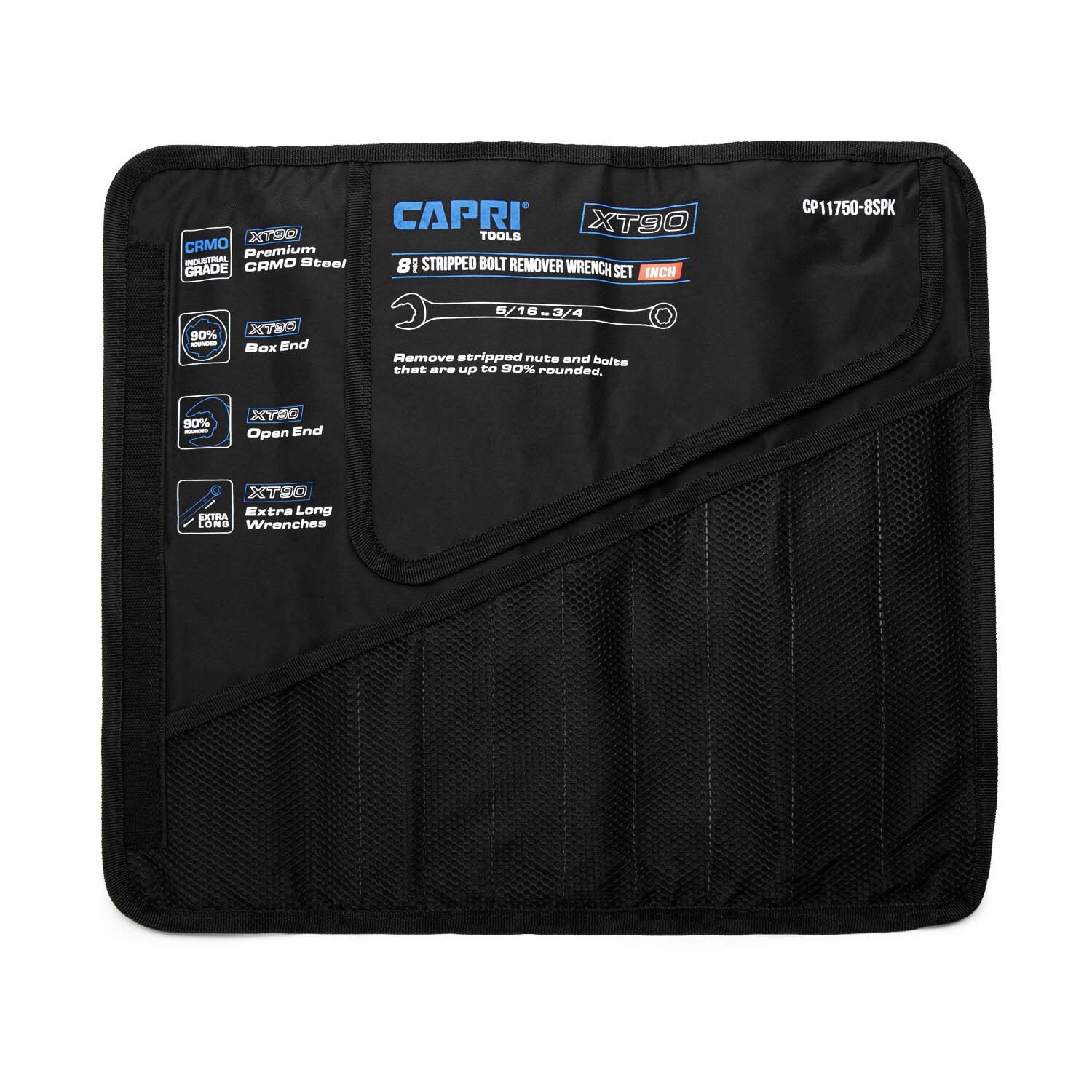Capri Tools Wrench Roll Up Pouch for Extra-Long Wrenches, SAE, 8 Pockets