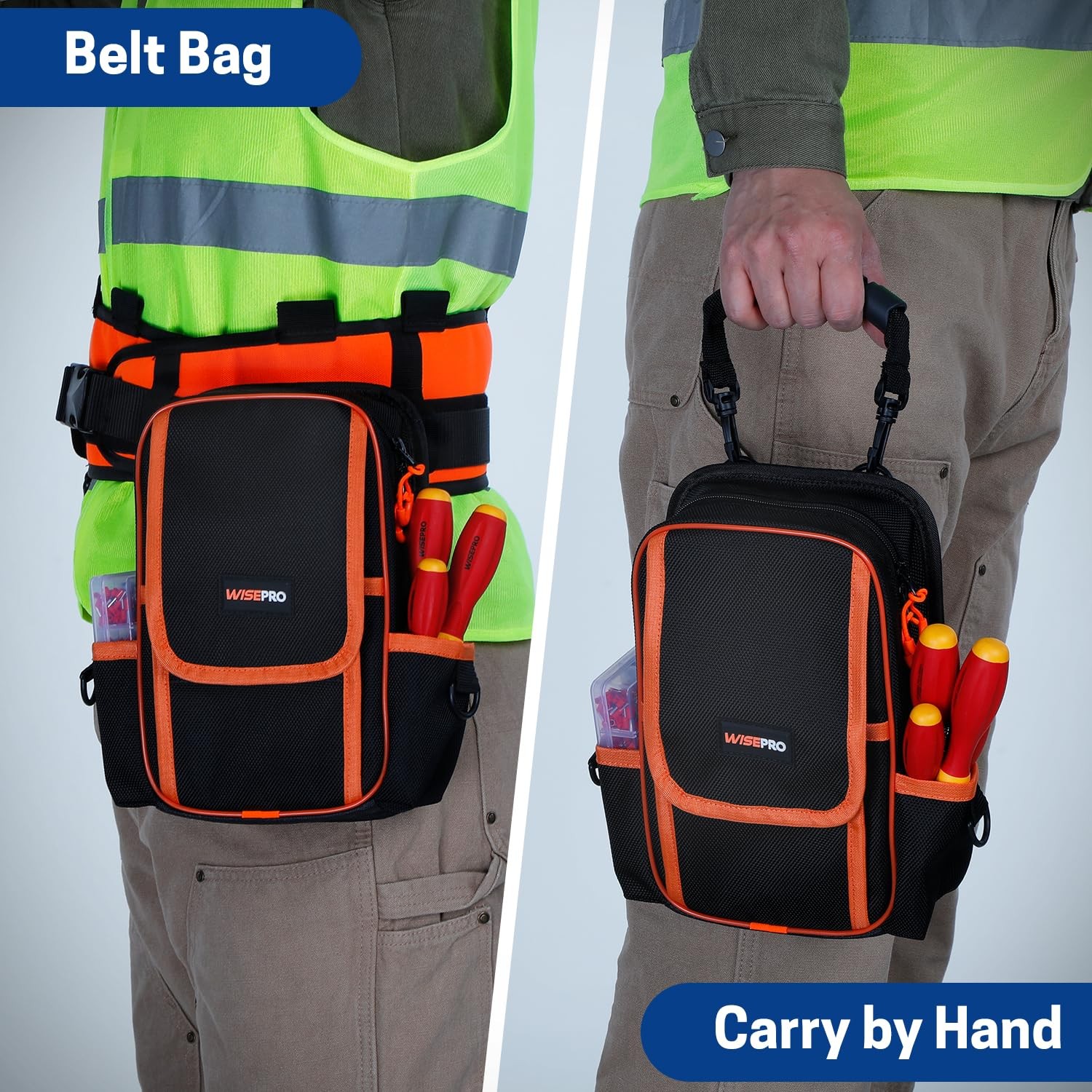 Zippered Electrician Tool Pouch 1680D Technician Bag with Handle Organizer