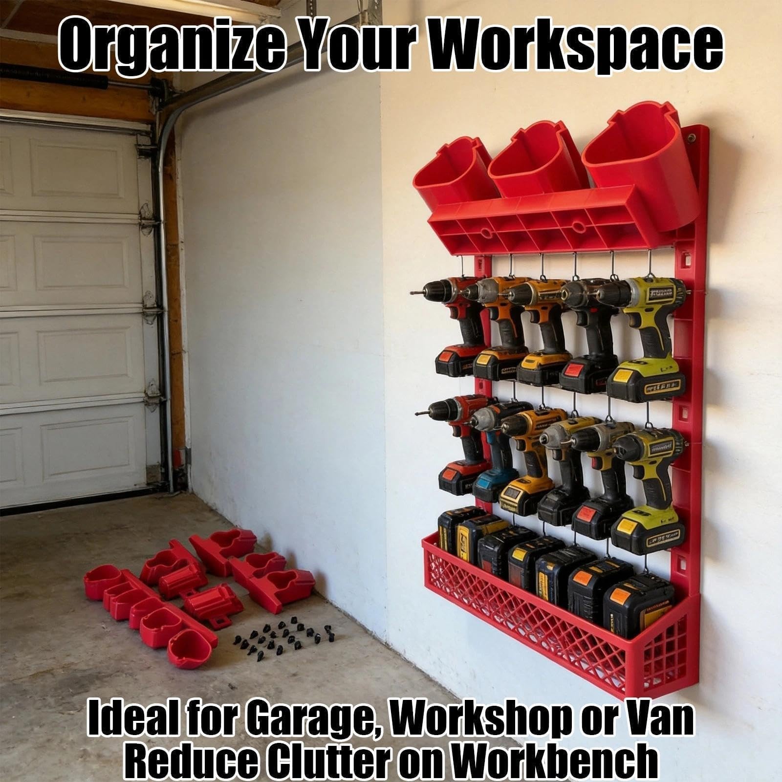 Wall Mount Tool Storage Rack Fit for Milwaukee M12, 8-Piece Organizer Kit Inc…
