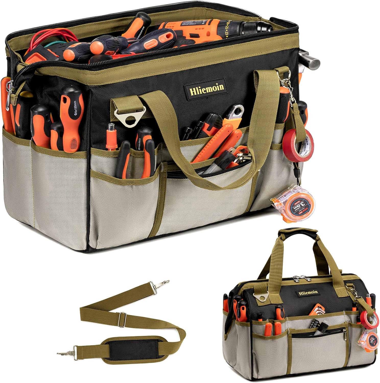 Bolsa Herramientas 16.5pulgada 32Bolsillos 1680D Oxford Hombro HVAC Electricista