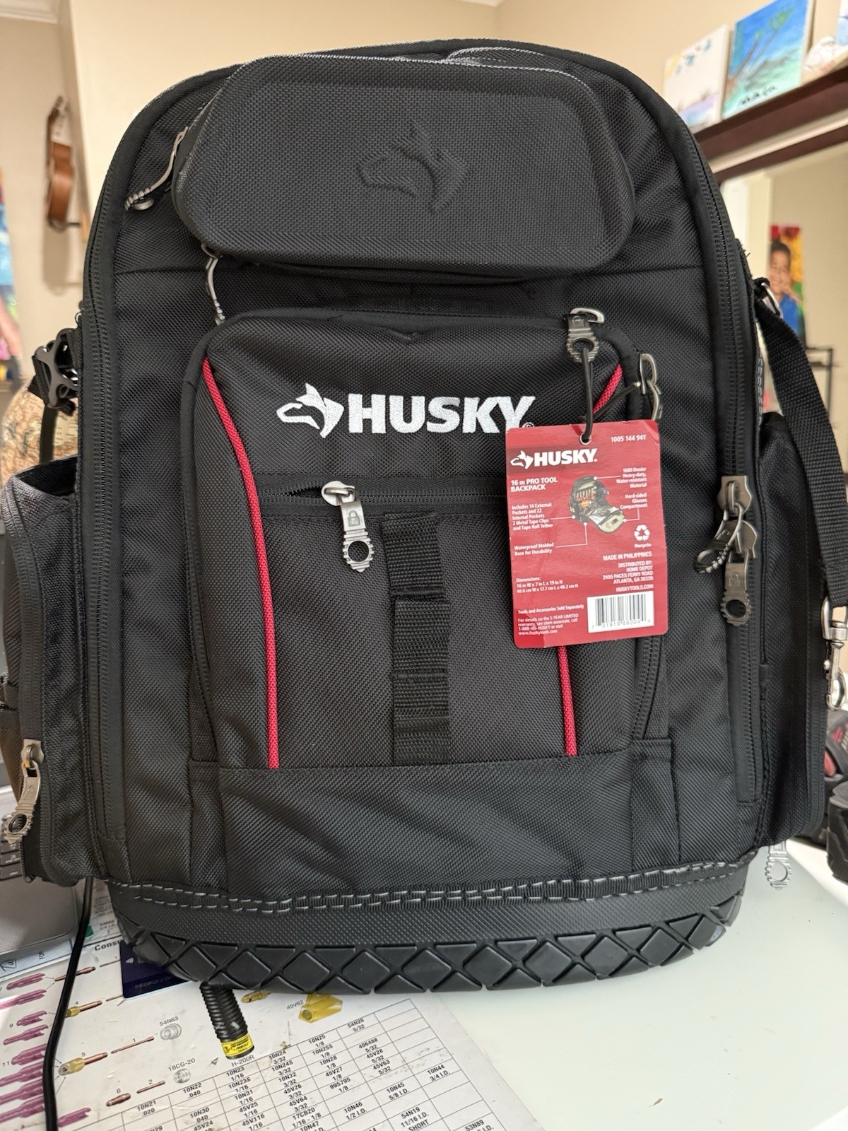 HUSKY H-68004-03 16-inch Pro Tool Backpack w/Waterproof Molded Base – Pre Owned