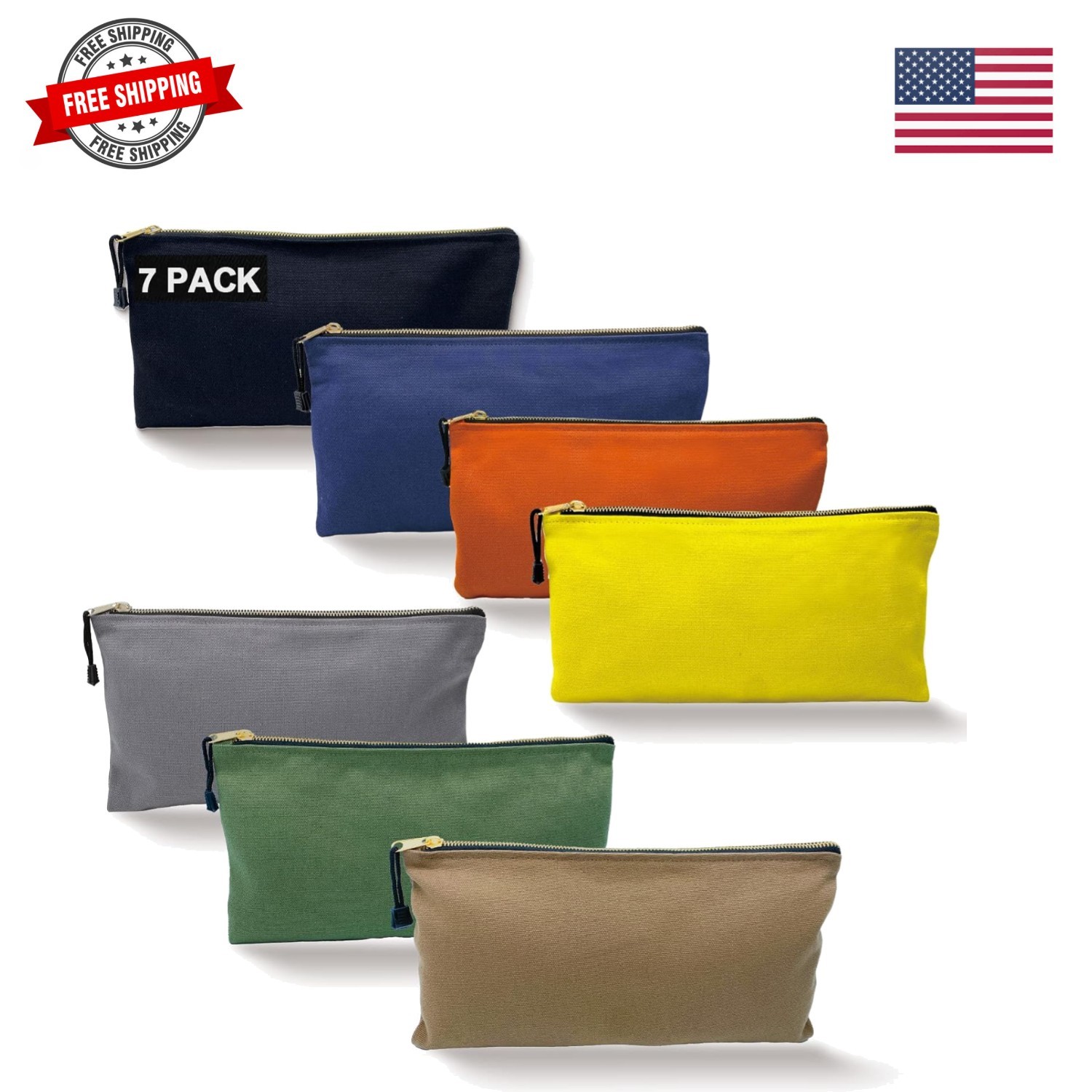 Heavy Duty Canvas Tool Bag Organizer – 7 Pack Zipper Utility Pouches in Assor…