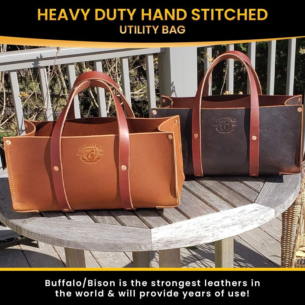Premium Buffalo Leather Tote Tool Bag – Heavy Duty Organizer (Golden Brown)