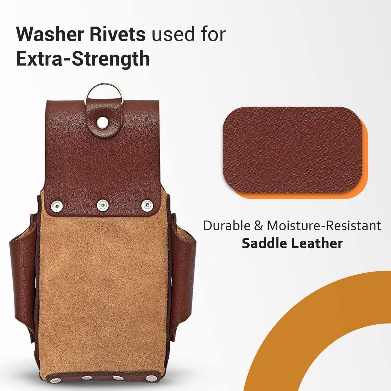 Ap-Leather Pro-5 Electrician Pouch, Leather Tool Pouch, 5 Pocket Pouch with E…