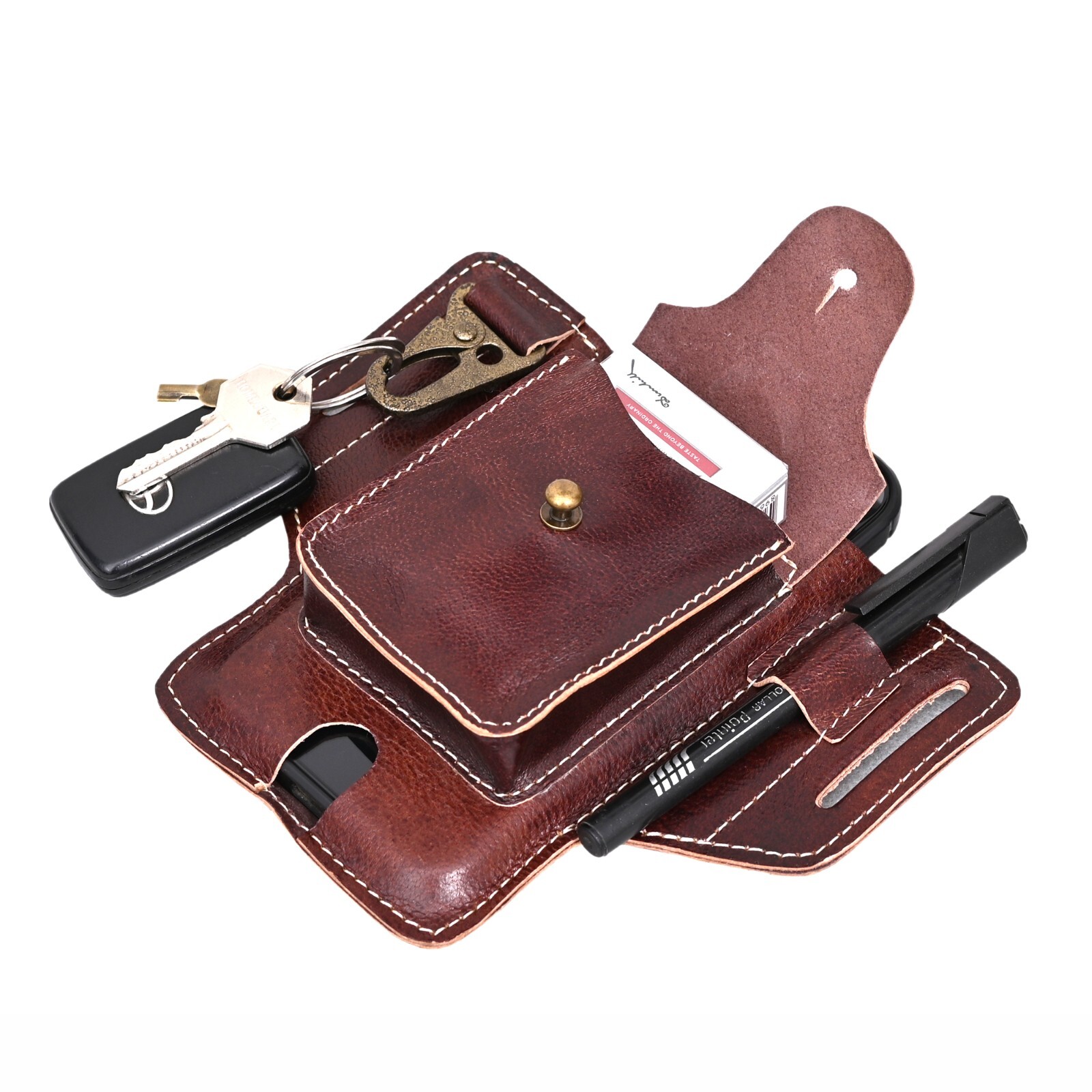 Multitool Belt Sheath Organizer, EDC Belt Holder, Pen Holder and Keychain Clip