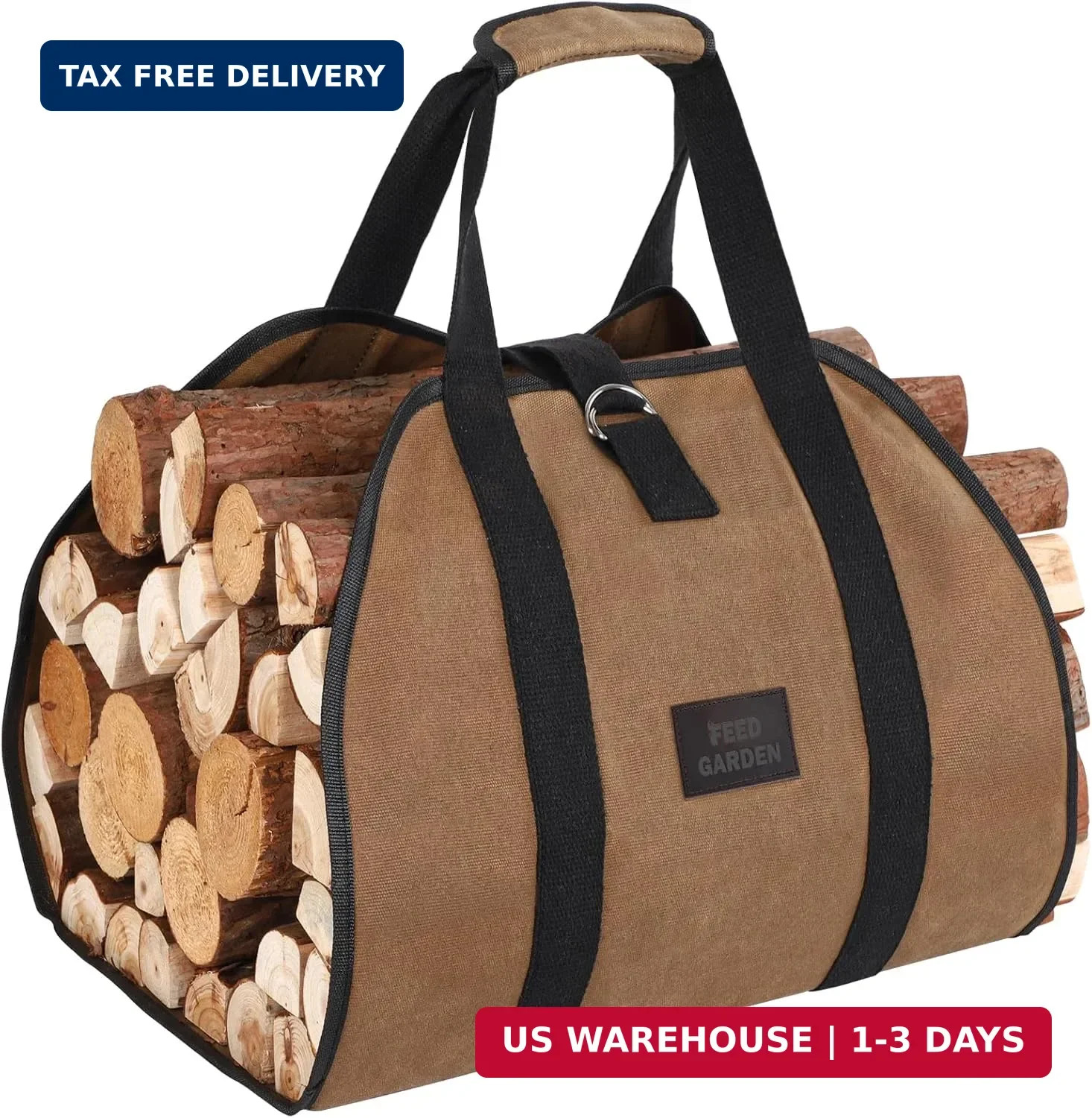 FEED GARDEN Firewood Carrier Bag Heavy Duty Waxed Canvas Log Carrier for Firewoo