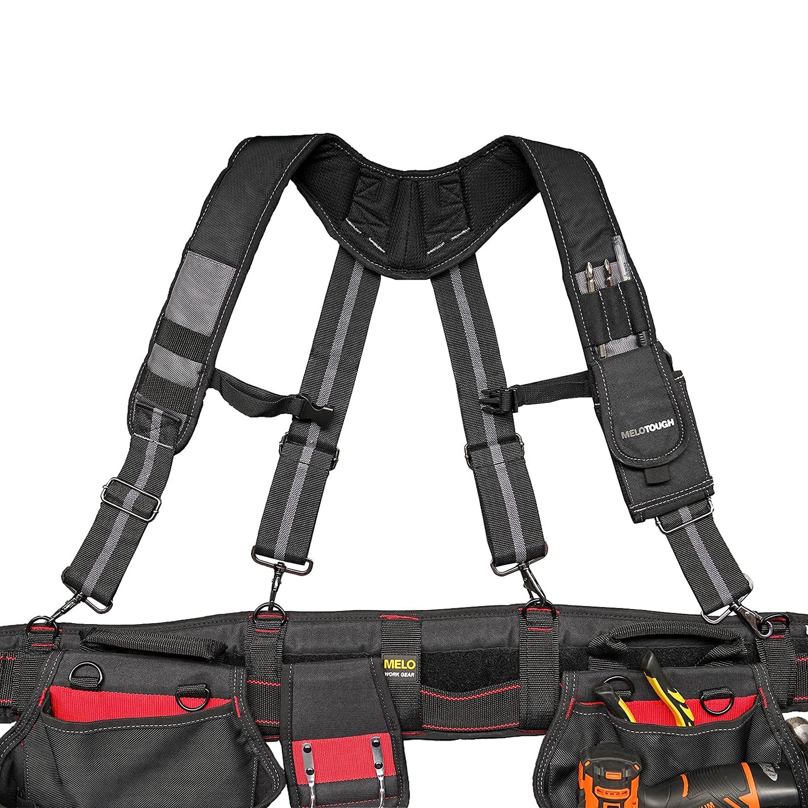 Tool Belt Suspenders Construction Work Suspenders for Men Detachable Holder C…