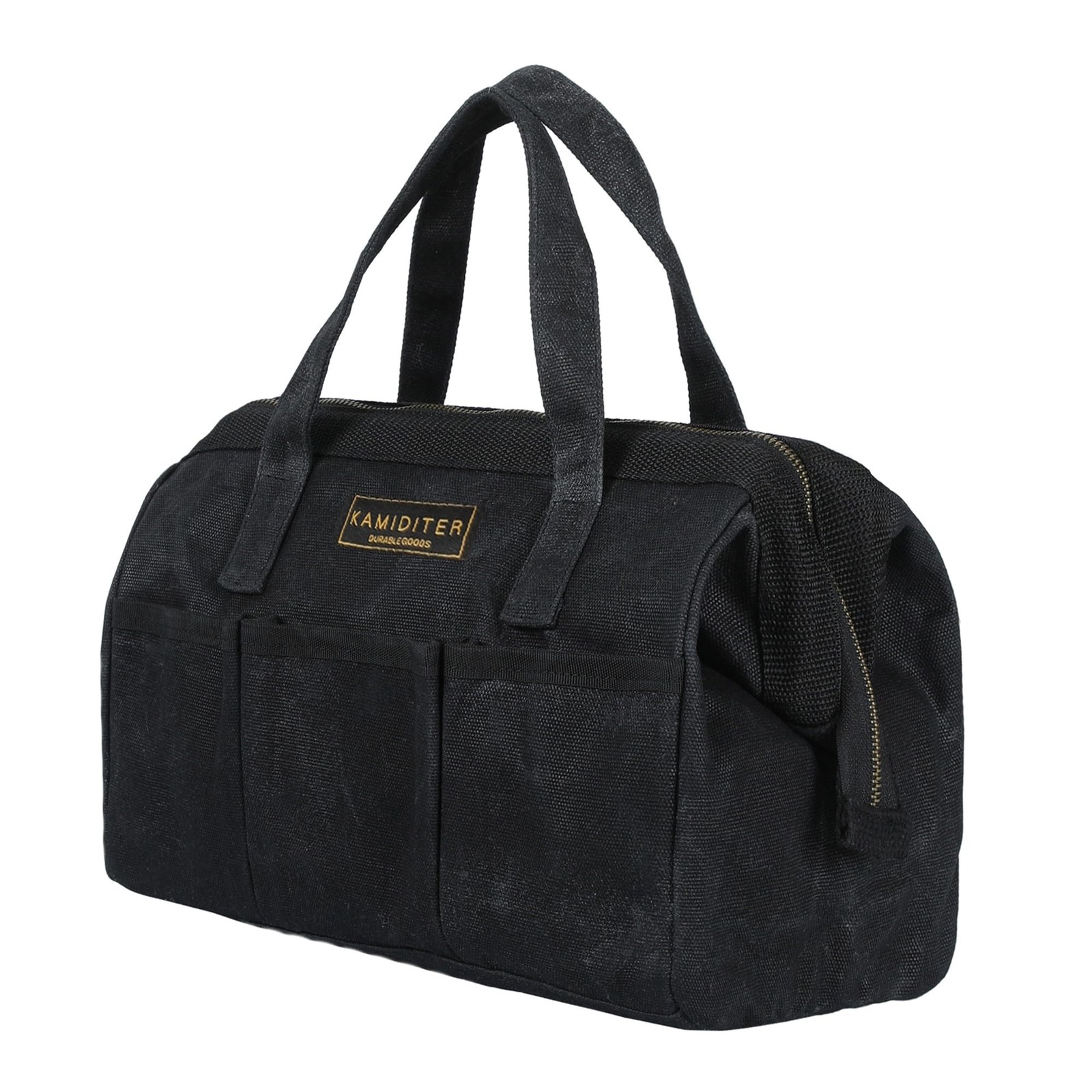 Tool Bag with Zipper, Heavy Duty 16oz Waxed Canvas Wide Mouth Tool Tote Bag, …
