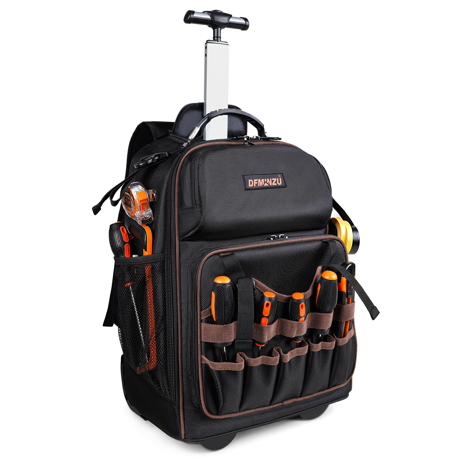 Rolling Tool Backpack Heavy Duty, 43 13.8″ x 8.7″ x 18.5″, ‎Black-Brown