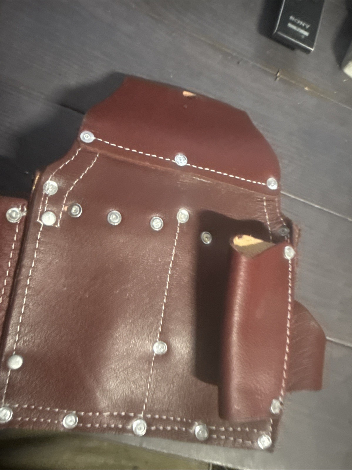 FUERI Leather Tool Belt Pouch Replacement Carpenter Nail Bag Maroon NEW