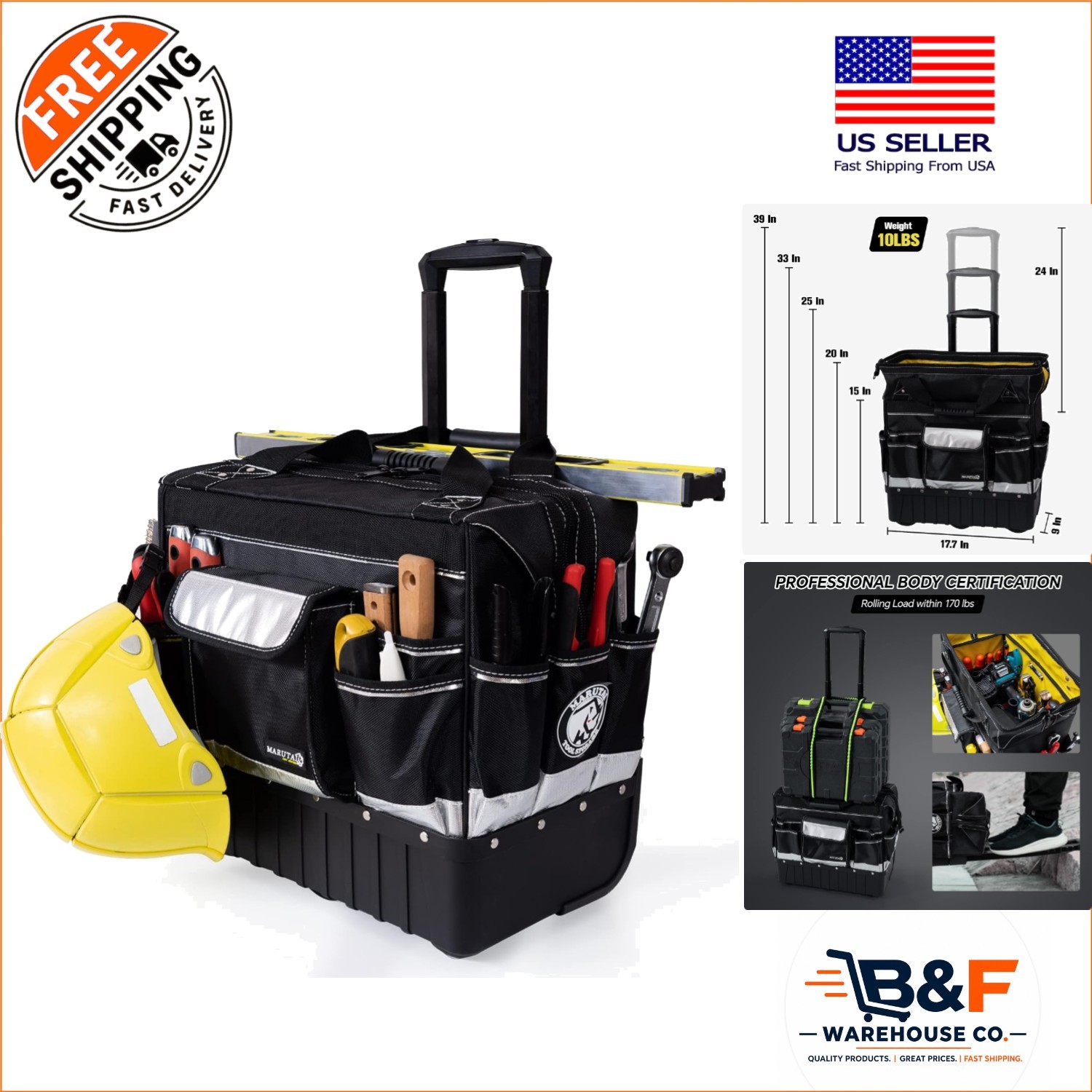 Durable 18” Tool Bag with Large Wheels – Waterproof for Ultimate Protection