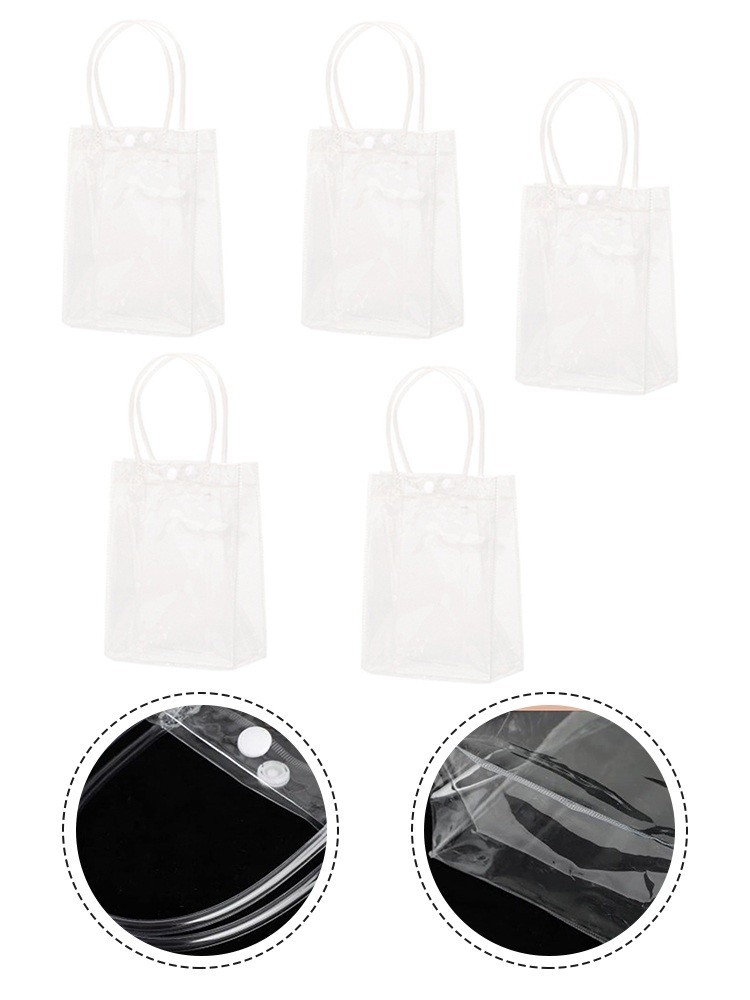Clear PVC Plastic Tote Bag with Buttons Secure Packaging Solution Pack of 5