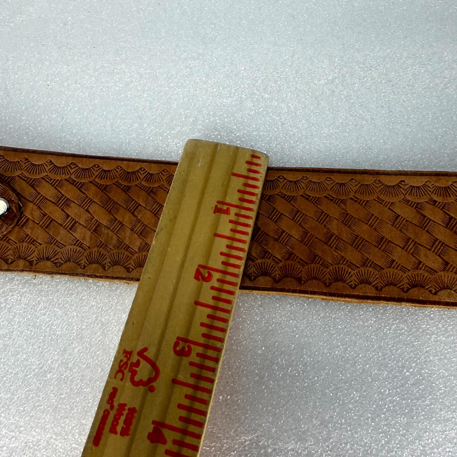 Vtg McGuire-Nicholas Belt Mens 36 Brown Top Grain Cowhide Basketweave DM-606-V2